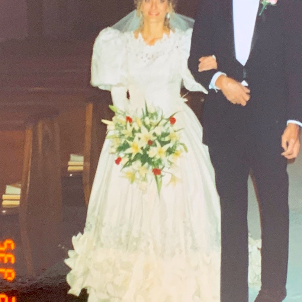 St Pucchi vintage Thai silk  wedding gown.